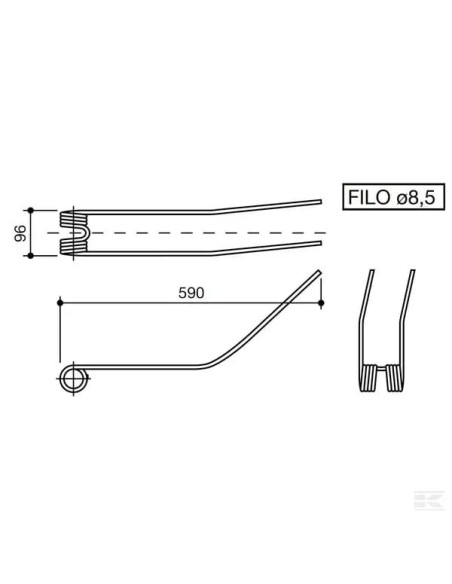 Púa para henificadora ACMA 590x96x8,5 30069N Kramp