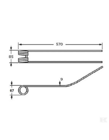 Púa para henificadora Claas 592x86x9 0009554830KR Kramp