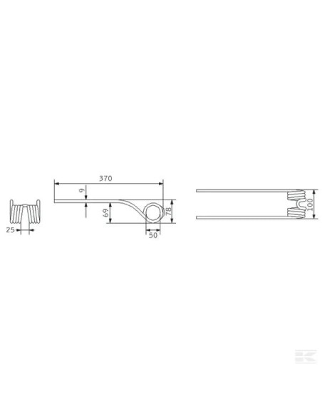 Púa para henificadora Deutz Fahr 370x100x9 VF1662005786KR Kramp