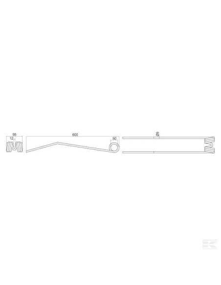 Púa para henificadora Deutz Fahr 600x95x9 VF1660639486KR Kramp