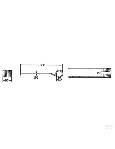 Púa para henificadora Fella 386x95x9 150296KR Kramp
