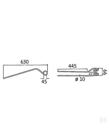 Púa para henificadora izquierda exterior 002650120KR Kramp