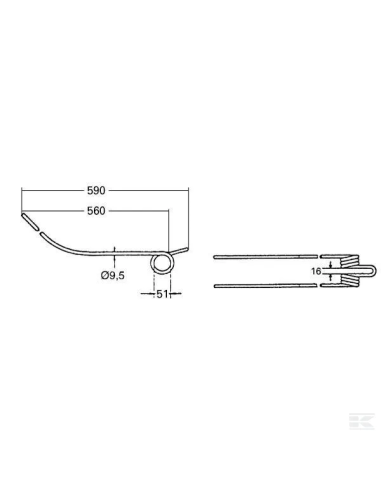 Púa para henificadora Kuhn K8013670KR Kramp