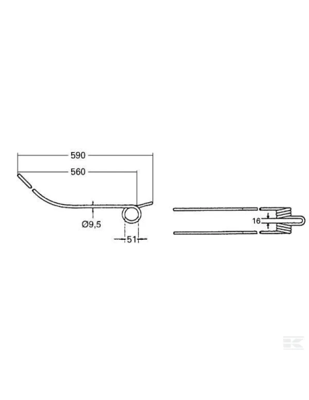 Púa para henificadora Kuhn K8013670KR Kramp