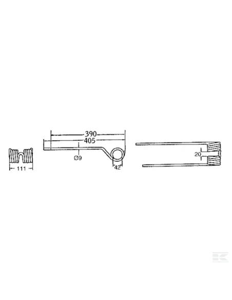 Púa para henificadora izquierda Vicon VGPZ339KR Kramp