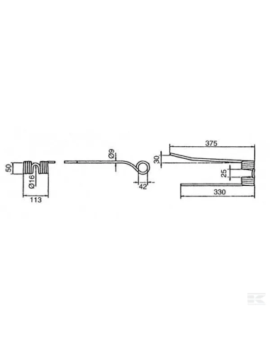 Púa para henificadora izquierda Strela VGPZ106KR Kramp