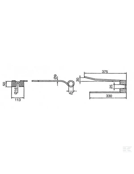 Púa para henificadora izquierda Strela VGPZ106KR Kramp