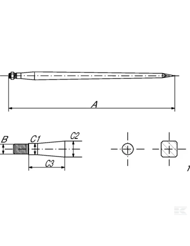 Púa cargadora recta FT410451GP Kramp