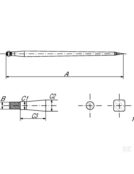 Púa cargadora recta FT410451GP Kramp