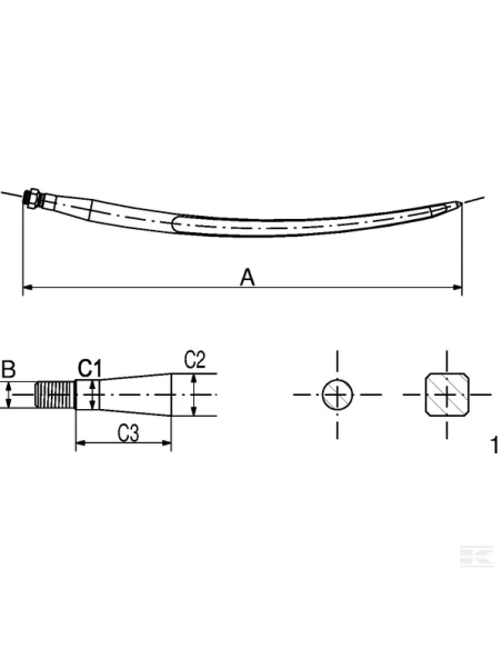 Púa cargadora recta FT410451GP Kramp