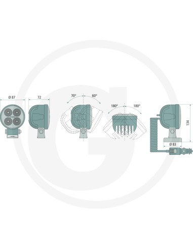 Foco de trabajo LED largo alcance Granit
